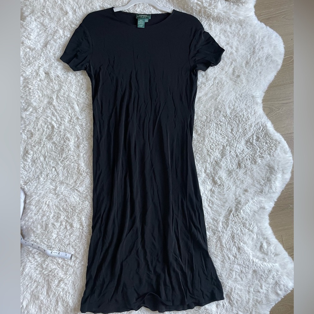 Vintage Lauren by Ralph Lauren Petite Black Midi Dress Size M/P